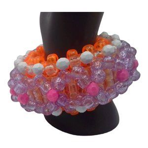 Kandi Rotating Cuff -Clear Orange/Purple /Neon Orange- Kandi Bracelet Stim/Fidge